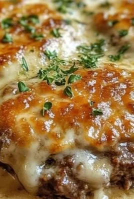 Delicious Amish Hamburger Steak Bake topped with savory gravy and served warm.
