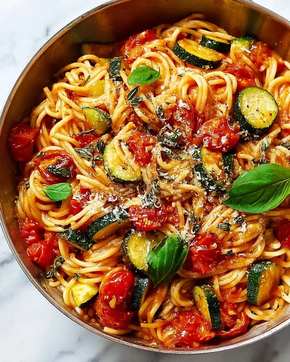 Best Weeknight Tomato Zucchini Pasta - homefoodkitchen