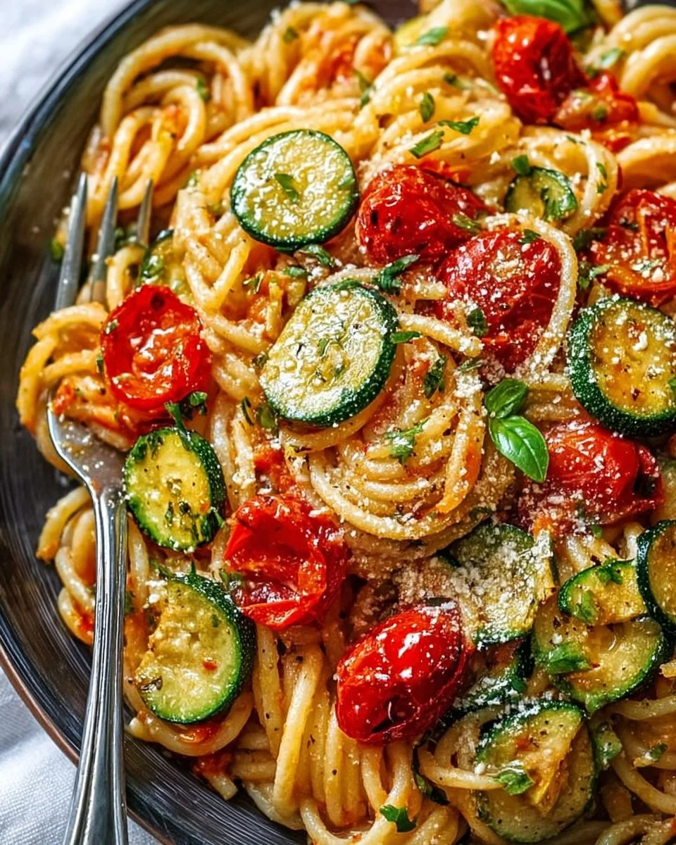 Best Weeknight Tomato Zucchini Pasta - homefoodkitchen