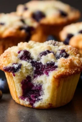 Blueberry Lemon Cream Cheese Muffins on a rustic wooden table