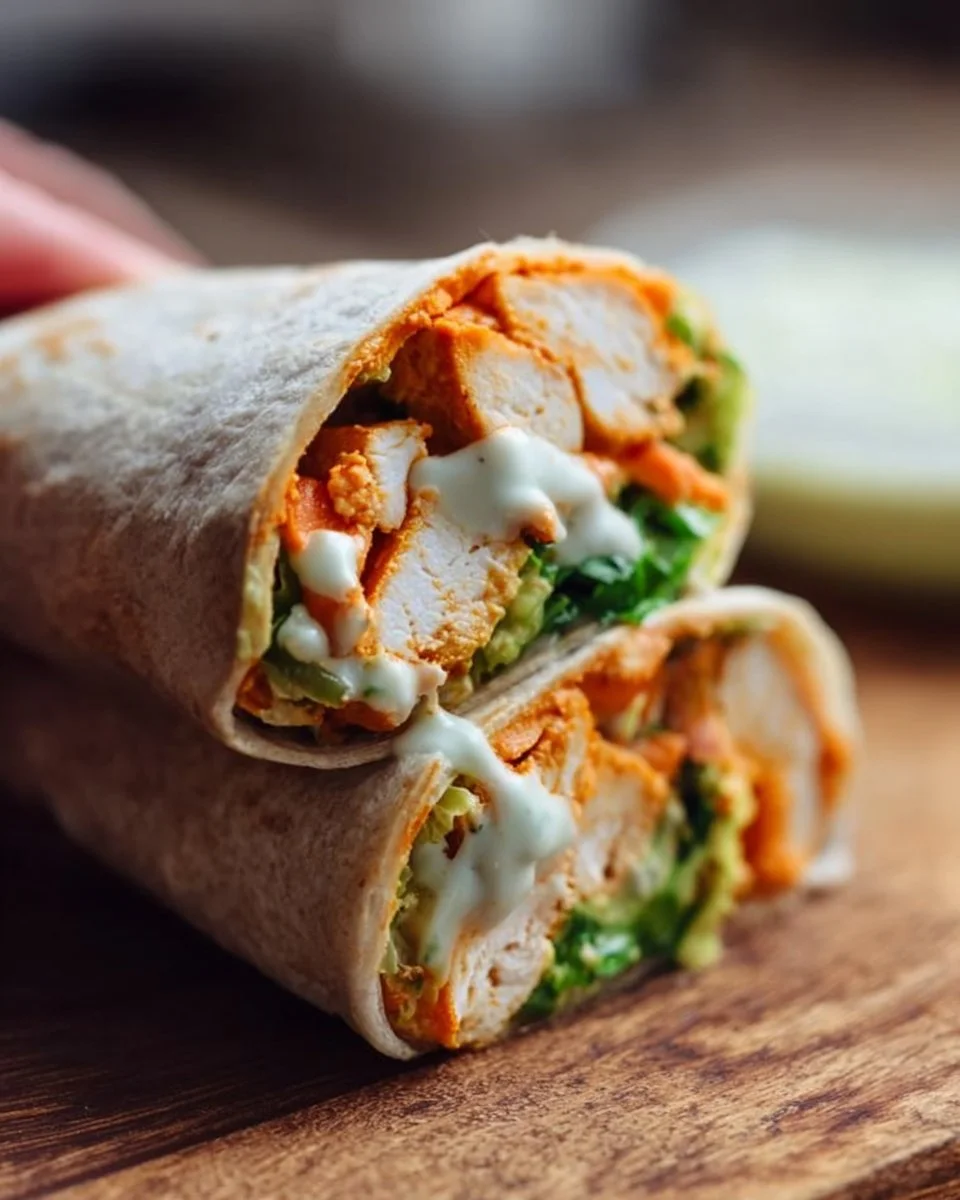 Buffalo Tofu Wrap with Easy Vegan Ranch