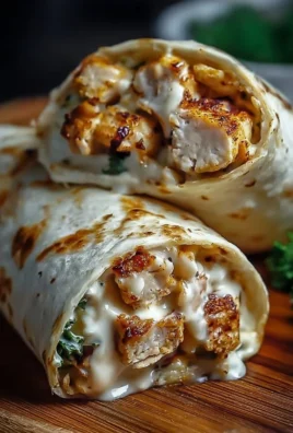 Cheesy garlic chicken wraps served on a plate with fresh vegetables.