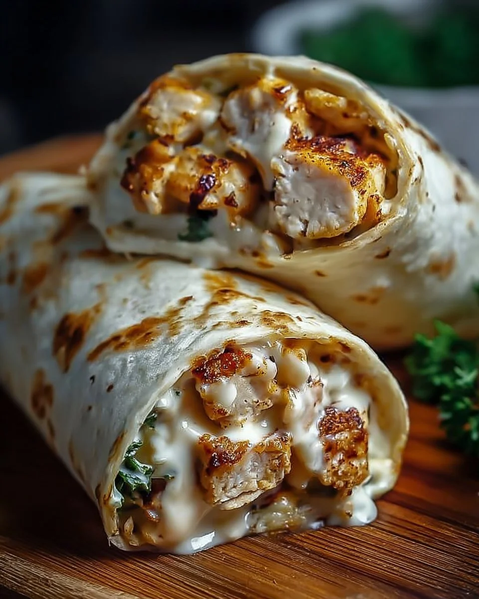 Cheesy Garlic Chicken Wraps