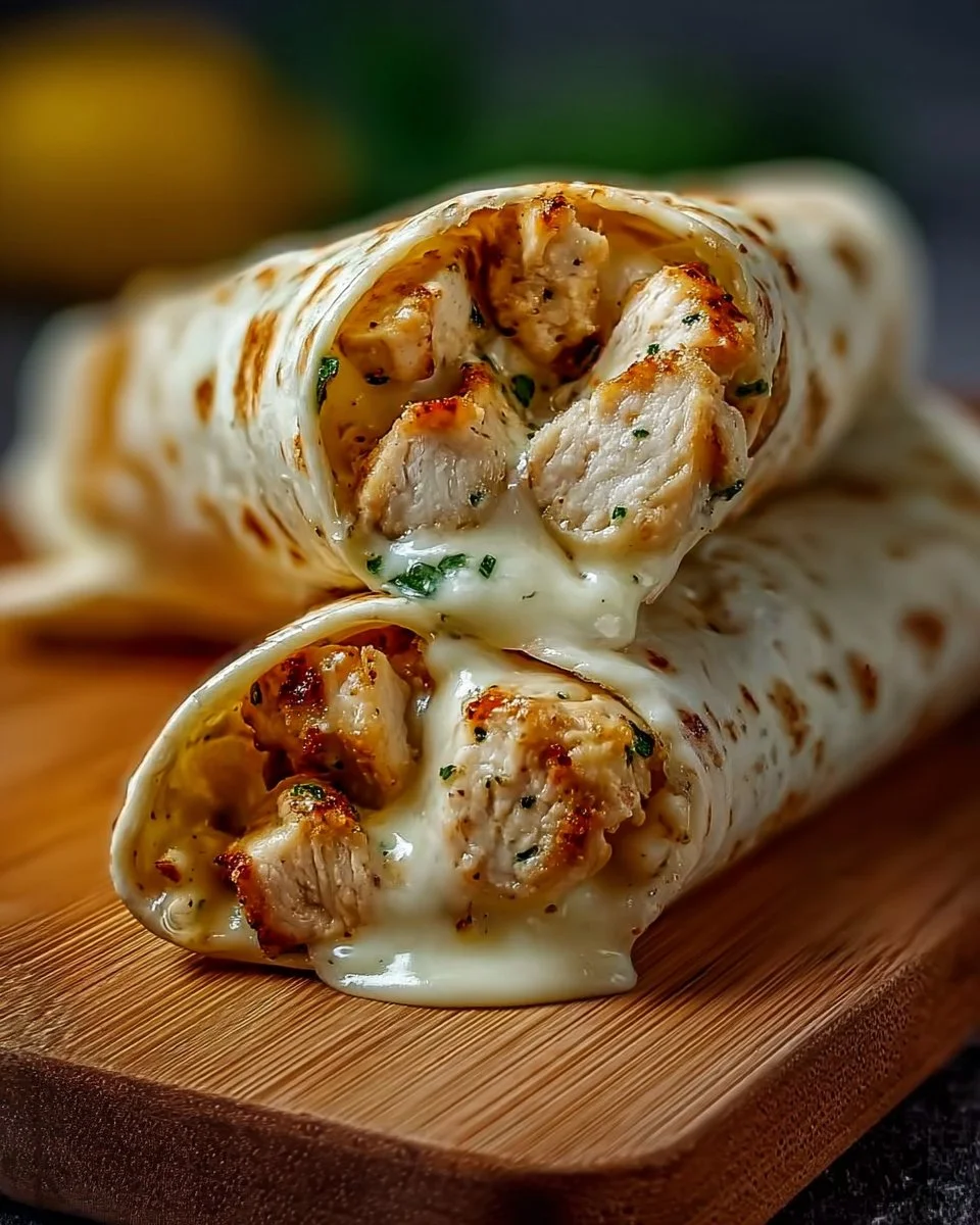 Cheesy Garlic Chicken Wraps