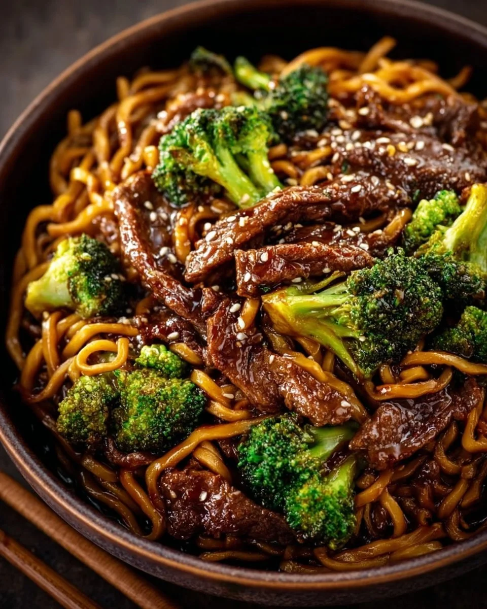 Chinese Crispy Beef & Broccoli Noodles