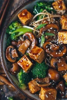 Mushroom Tofu Stir-Fry with vibrant vegetables on a plate.