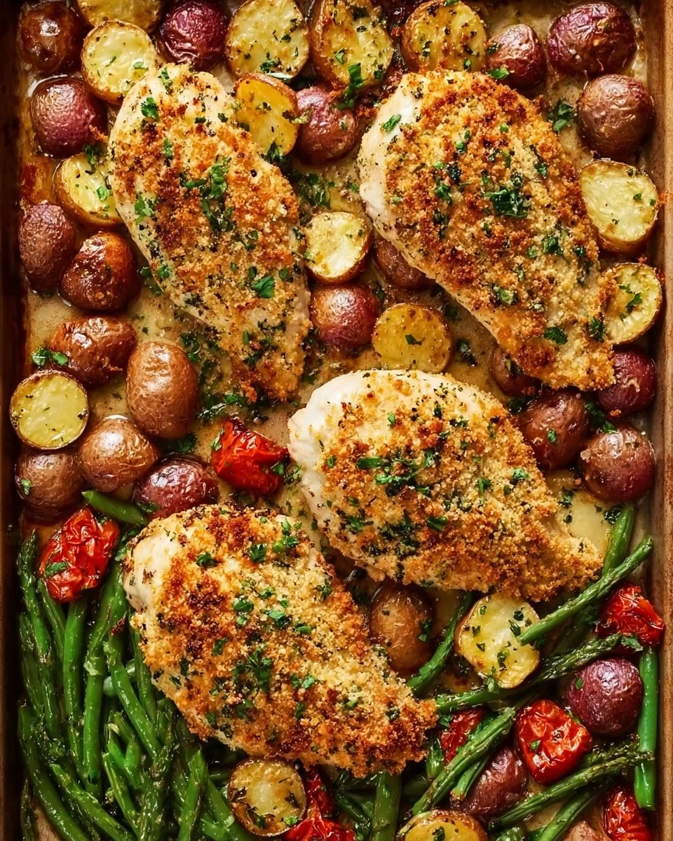 Parmesan Crusted Chicken Sheet Pan Dinner