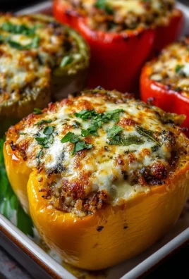 Vegetarian stuffed bell peppers filled with rice, beans, and spices.