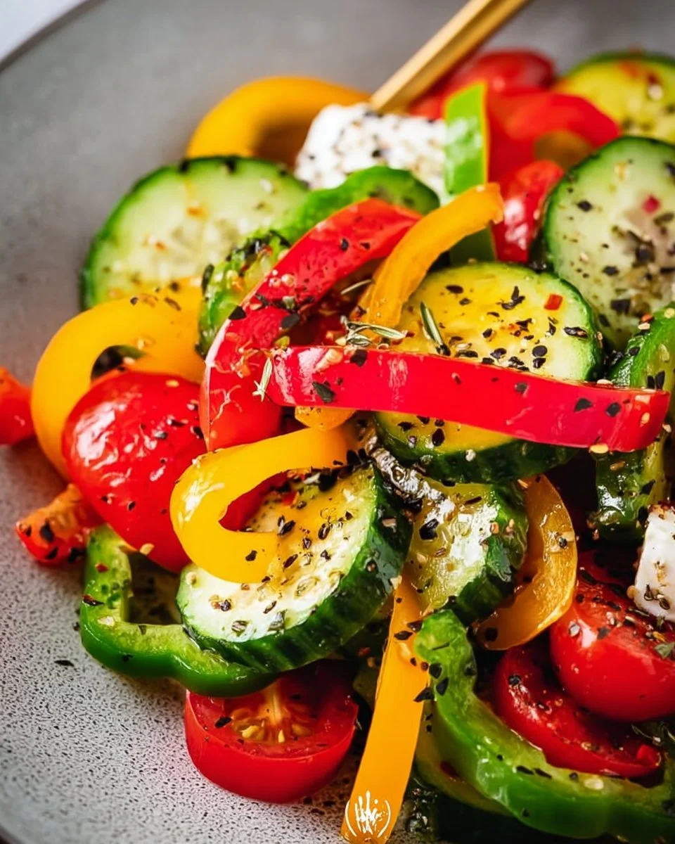 Viral TikTok Cucumber & Bell Pepper Salad