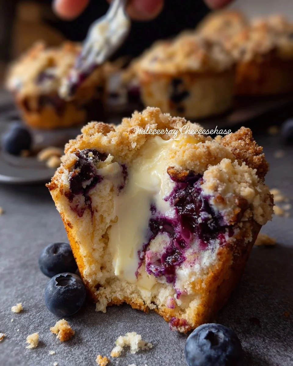 Blueberry cheesecake crumble muffins recipe