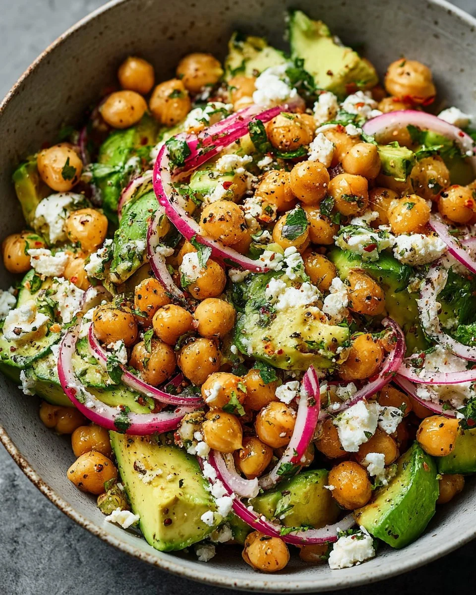 Chickpea Feta Avocado Salad