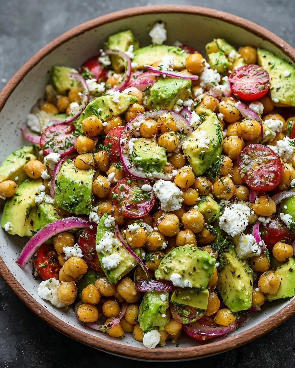 Chickpea Feta Avocado Salad