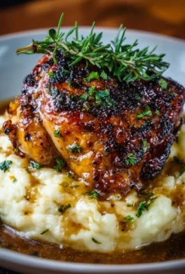 Delicious Chipotle Honey Chicken thighs paired with smoked gouda mashed potatoes