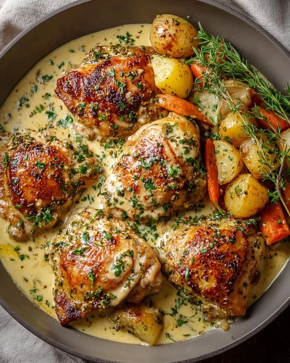 Creamy Baked Dijon Chicken Thighs