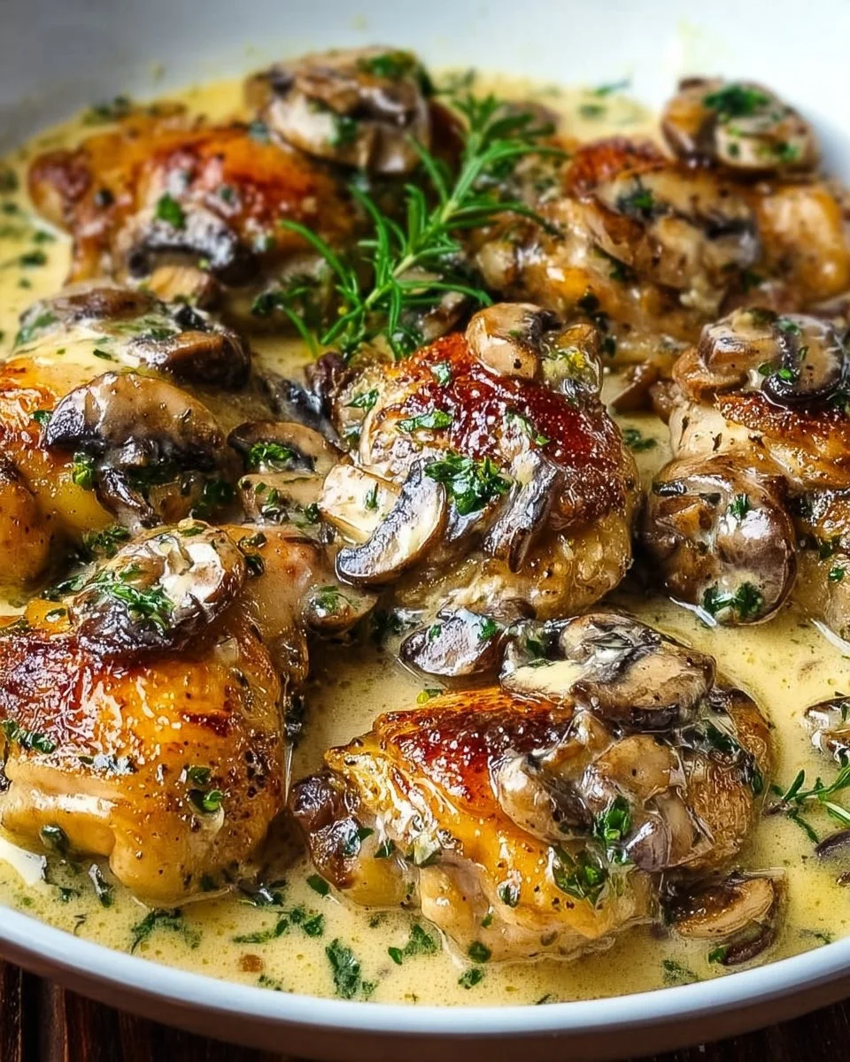Creamy Garlic Mushroom Chicken Thighs