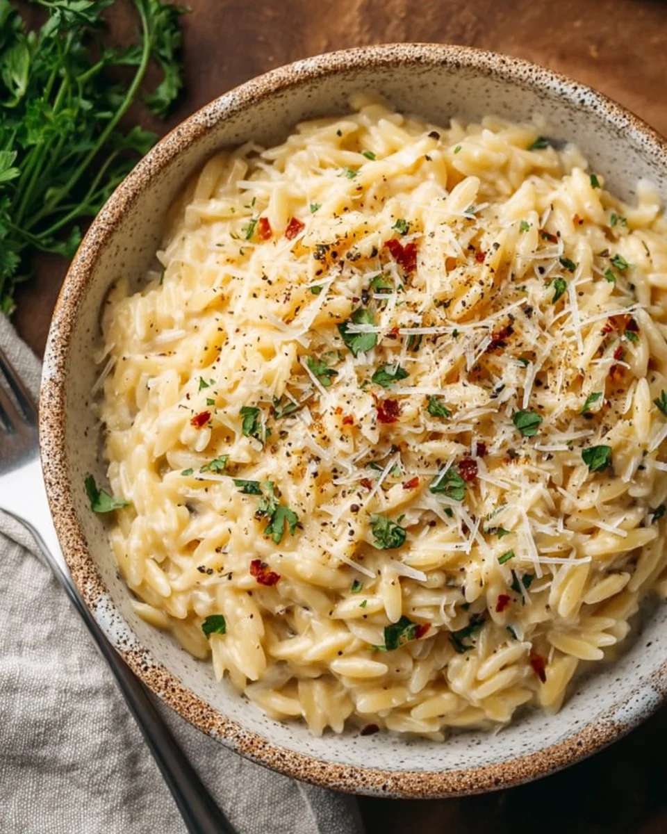 Creamy Garlic Parmesan Orzo