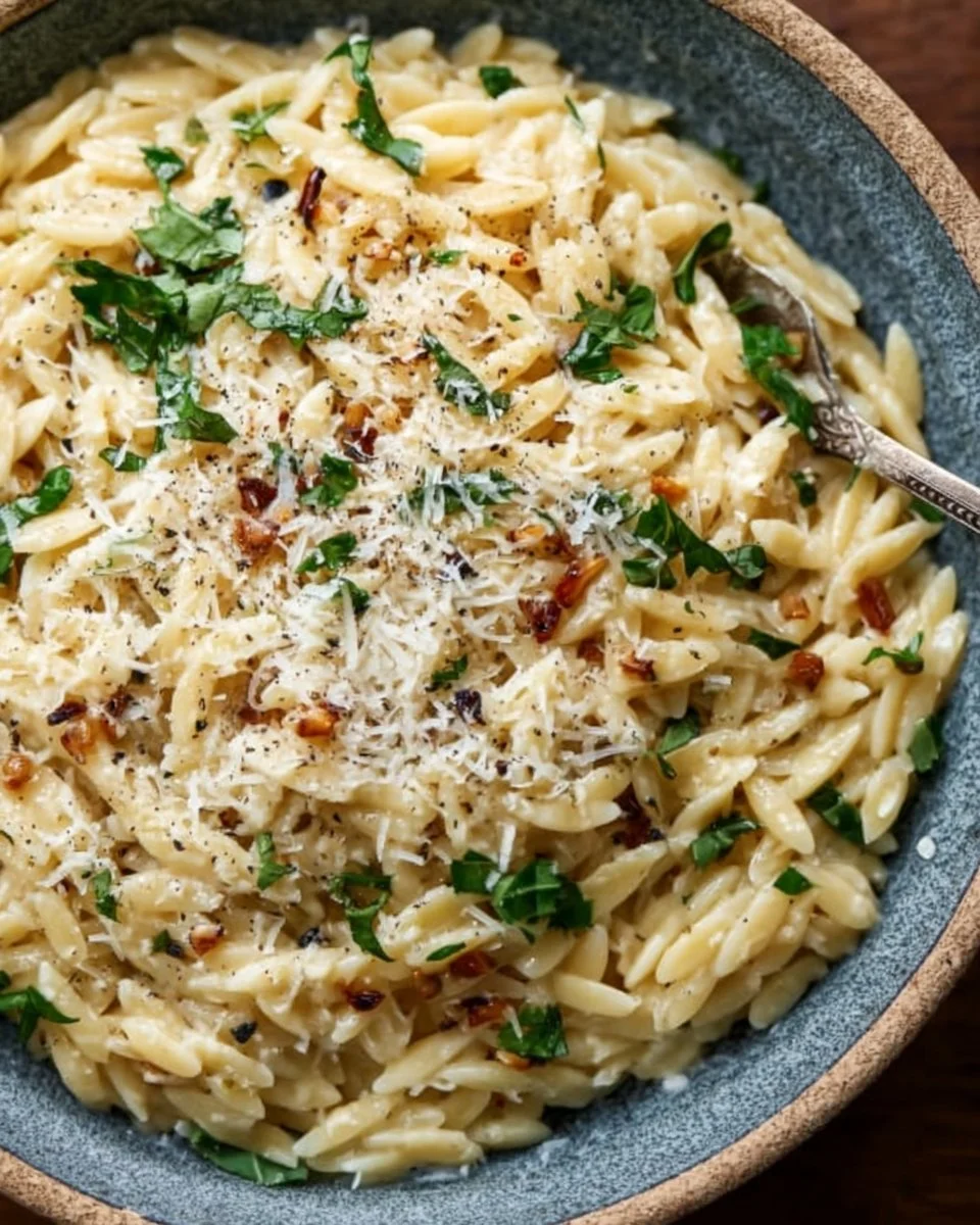 Creamy Garlic Parmesan Orzo