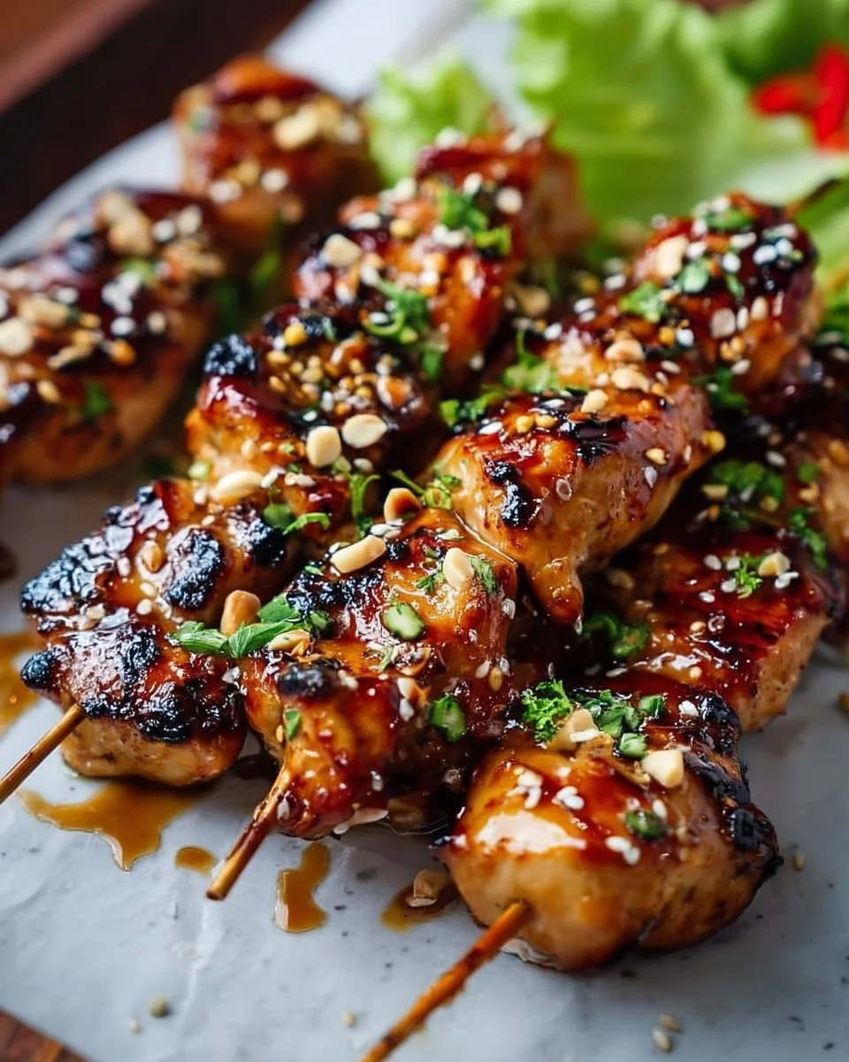 Easy Grilled Asian Chicken Skewers with Honey Garlic Sauce