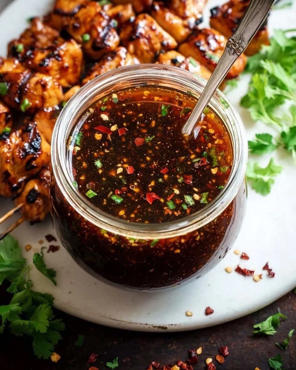 Easy Grilled Asian Chicken Skewers with Honey Garlic Sauce