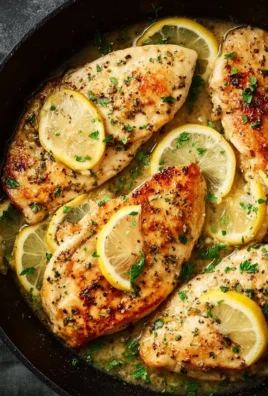 Delicious easy lemon chicken garnished with fresh herbs and lemon slices