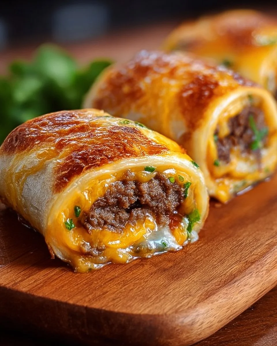Garlic Butter Beef Cheeseburger Rollups