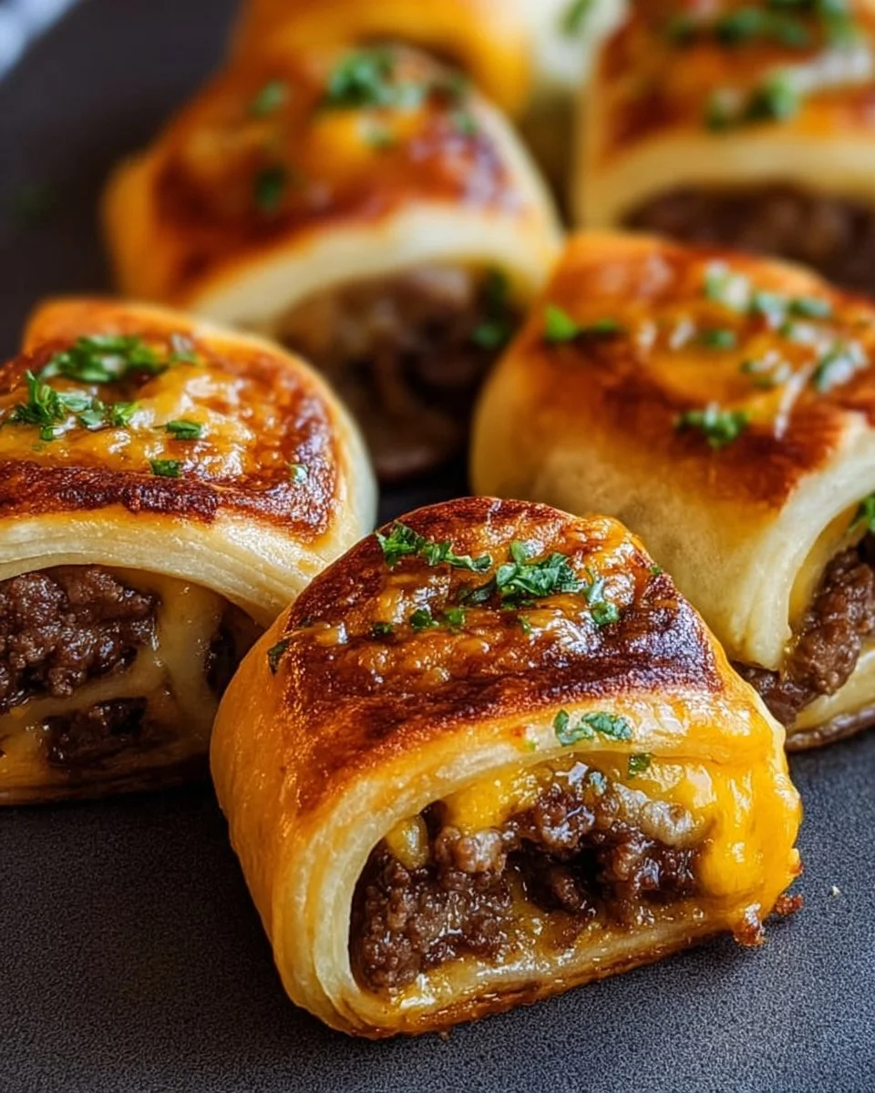 Garlic Butter Beef Cheeseburger Rollups