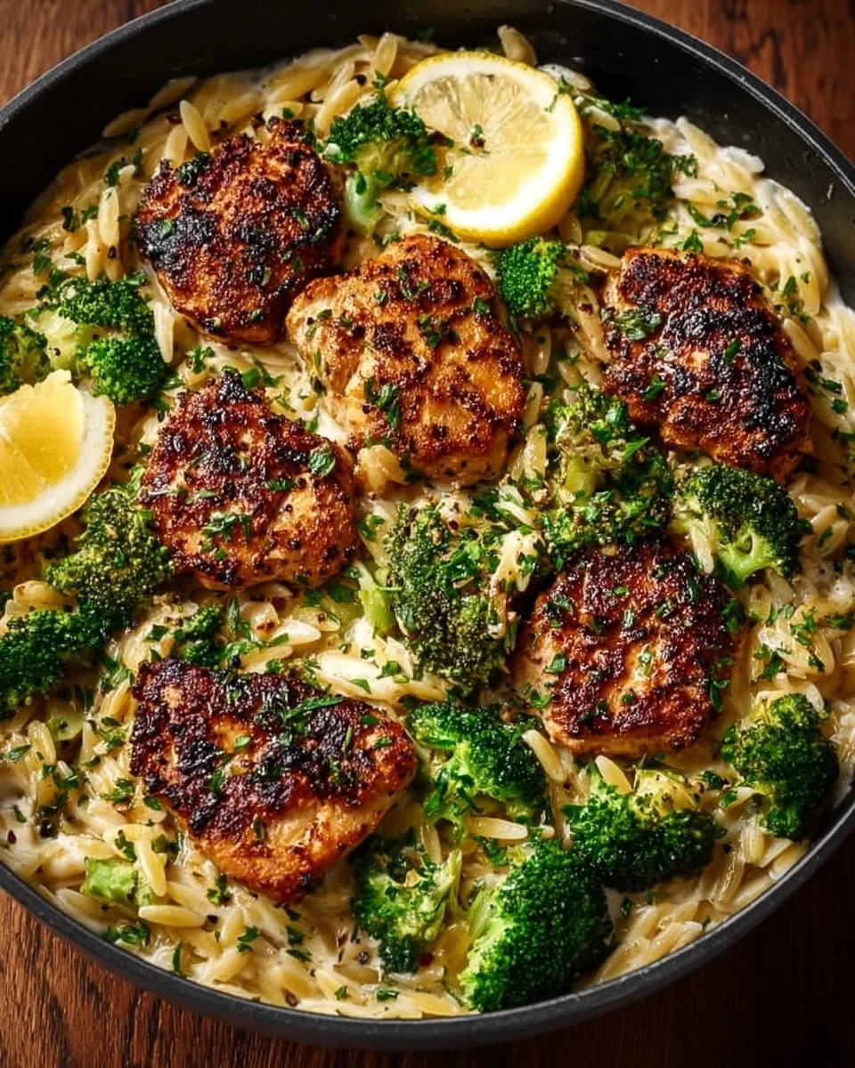 Lemon Pepper Chicken Broccoli Orzo