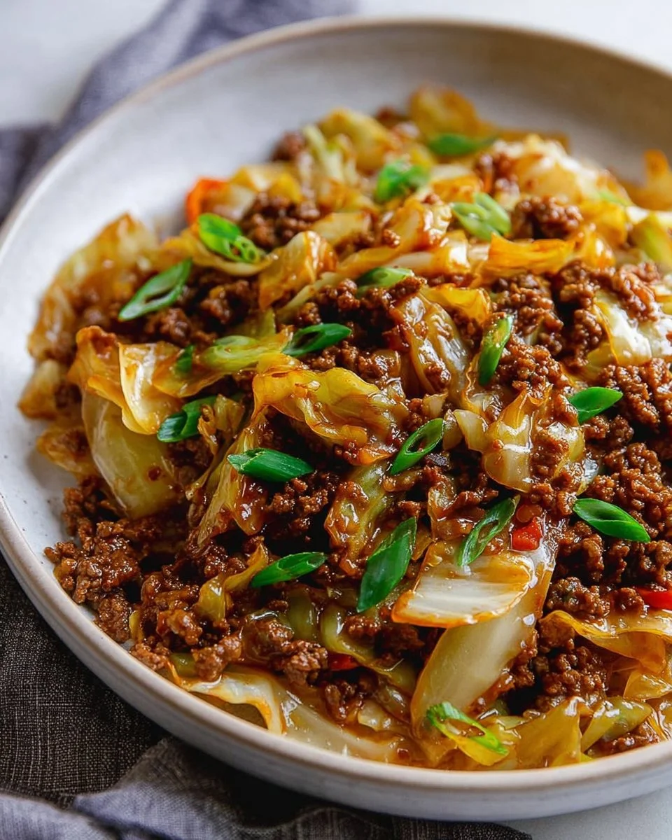 Low Carb Mongolian Ground Beef Cabbage Recipe