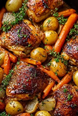 One-Pan Roasted Chicken Thighs with Carrots and Potatoes dish presentation
