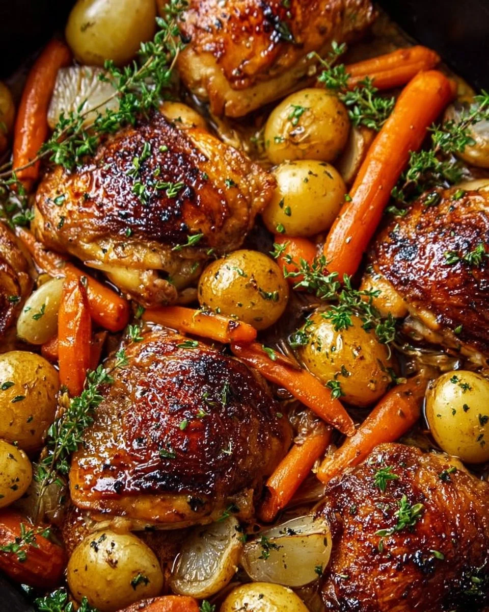 One-Pan Roasted Chicken Thighs with Carrots and Potatoes
