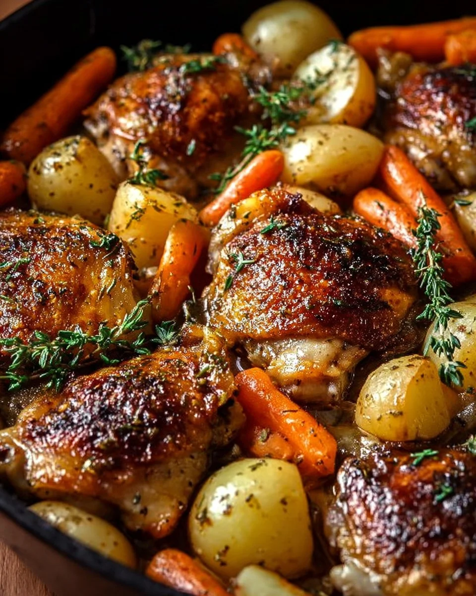 One-Pan Roasted Chicken Thighs with Carrots and Potatoes