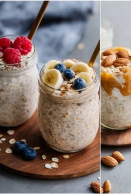 Bowl of Peanut Butter Banana Overnight Oats topped with sliced bananas and peanuts.