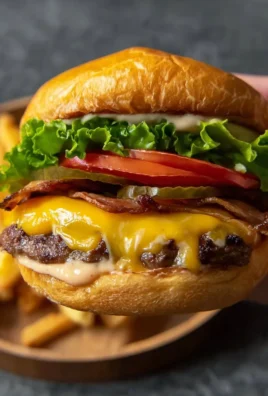 Delicious Smash Burger with melted cheese and fresh toppings