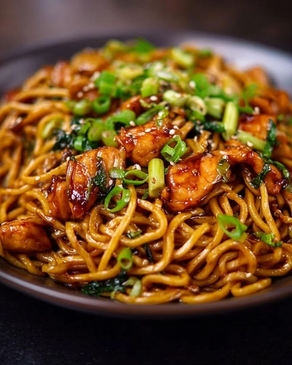 Sticky Garlic Chicken Noodles