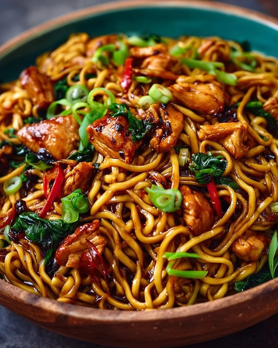 Sticky Garlic Chicken Noodles