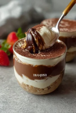 Tiramisu Overnight Oats topped with cocoa powder and coffee beans