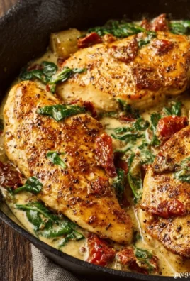 Delicious Tuscan Chicken served with herbs and creamy sauce