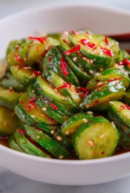 Asian spicy cucumber salad with vibrant ingredients and spices
