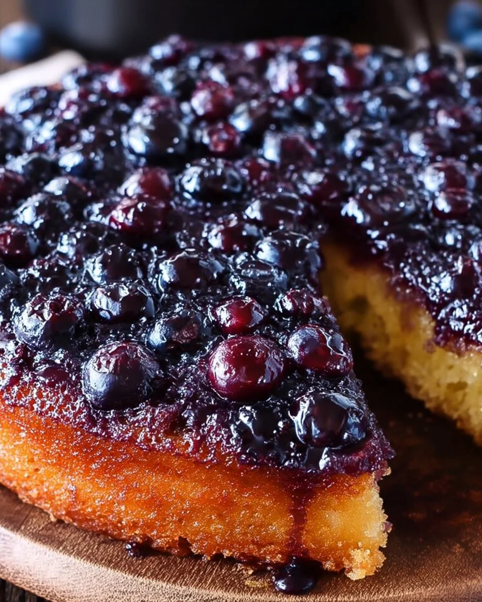 Caramelized Blueberry Upside Down Cake