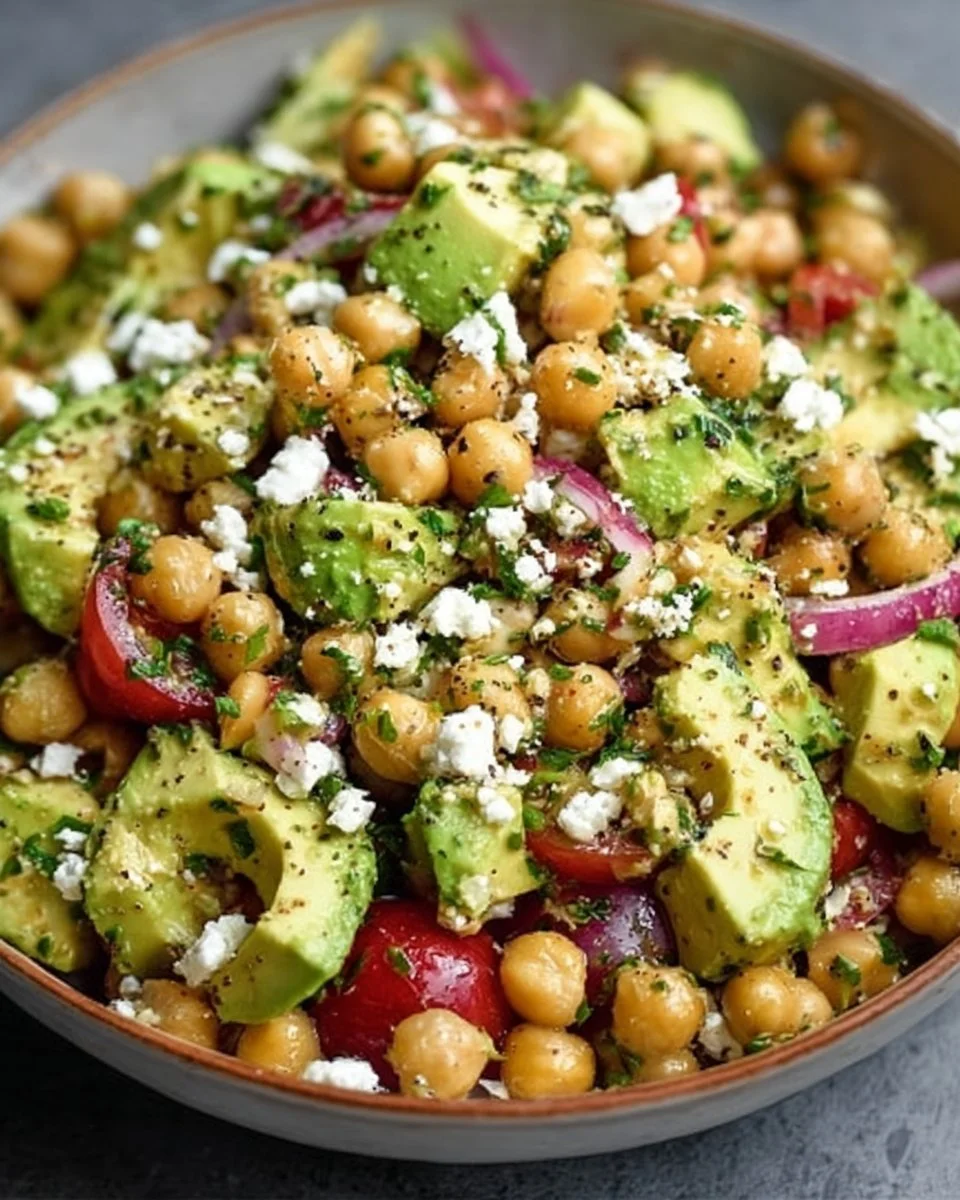 Chickpea Feta Avocado Salad