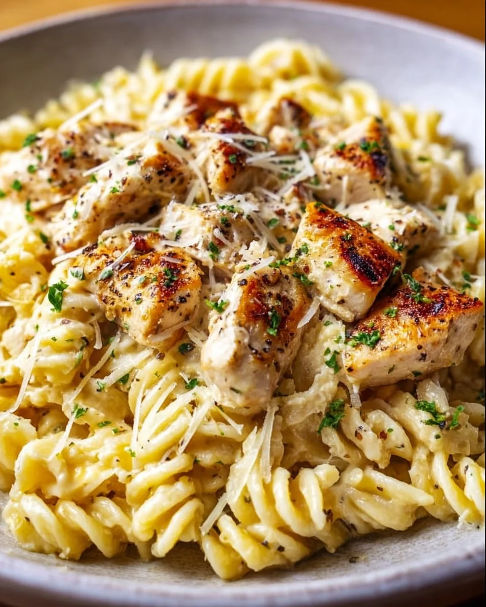 Crockpot Garlic Parmesan Chicken Pasta