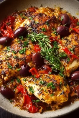 Baked Greek Chicken Casserole with herbs, olives, and feta cheese