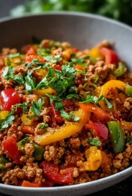 Ground turkey and peppers dish ready to serve