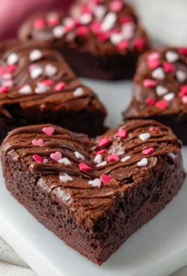 Heart shaped brownies topped with frosting and sprinkles on a plate
