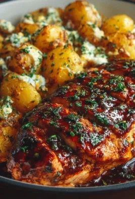 Plate of Honey BBQ Chicken served with garlic parmesan potatoes
