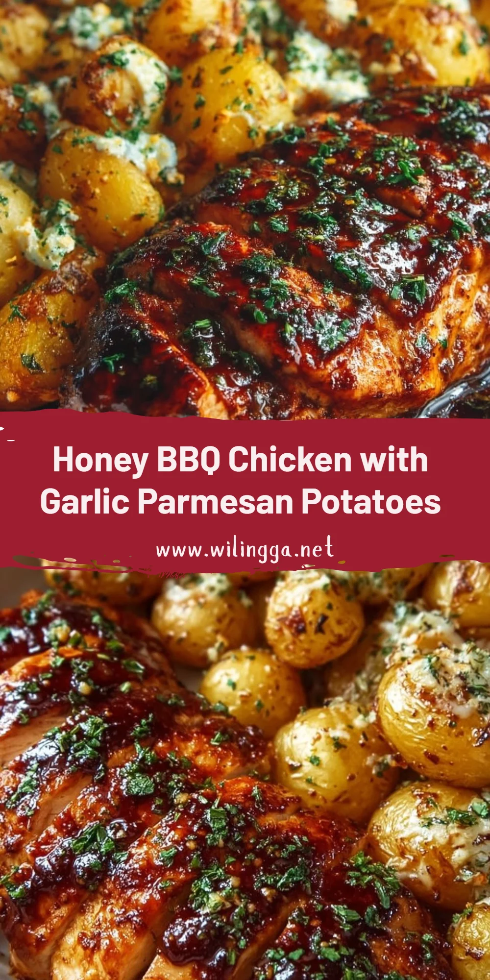 Honey BBQ Chicken with Garlic Parmesan Potatoes