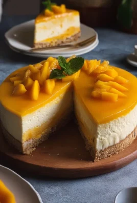 Delicious Mango Mousse Cake with fresh mango topping and a fluffy texture