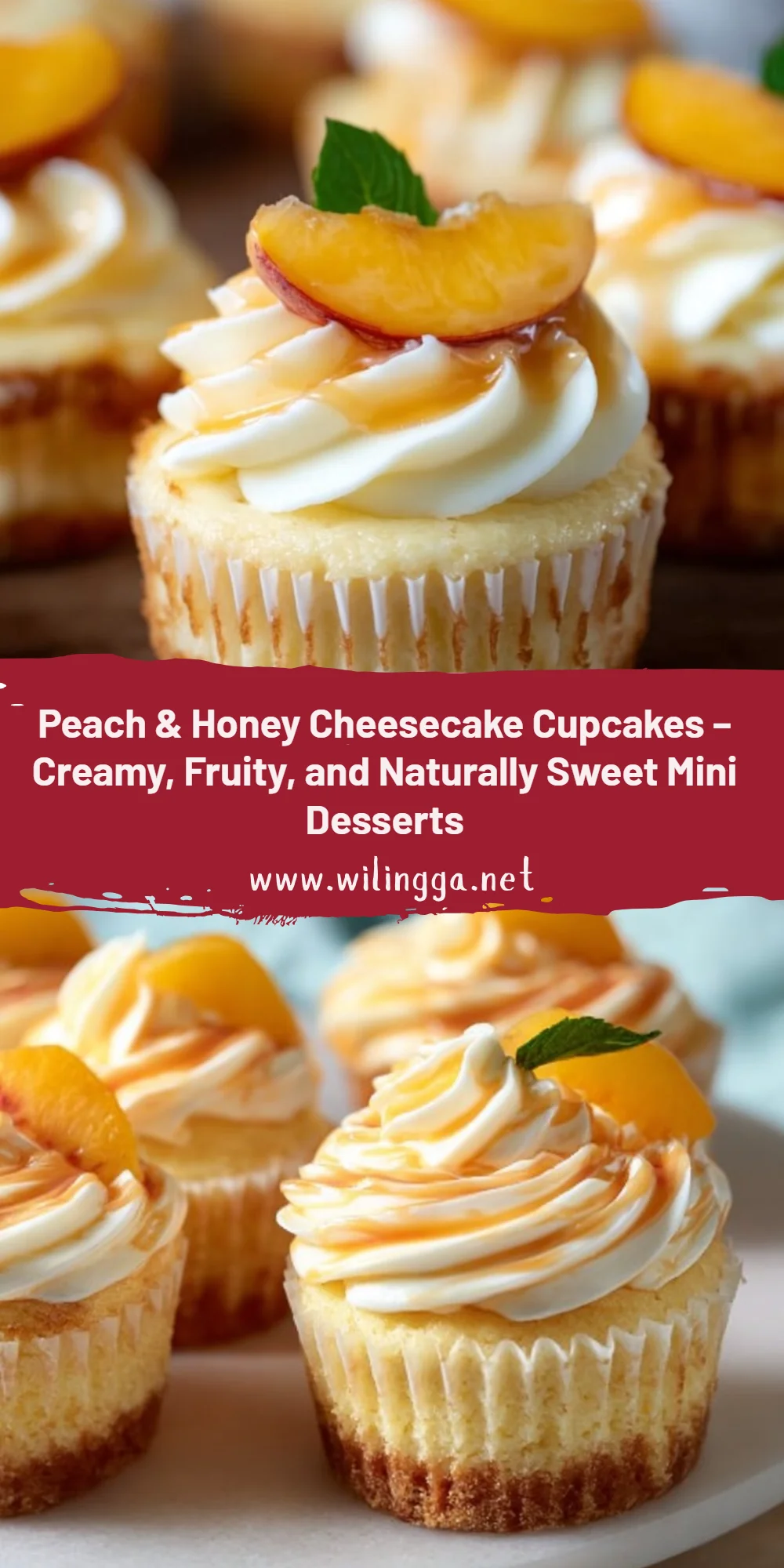 Peach & Honey Cheesecake Cupcakes – Creamy, Fruity, and Naturally Sweet Mini Desserts