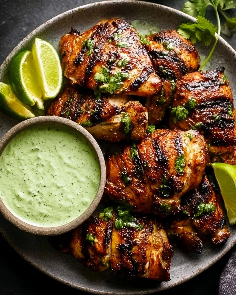 Peruvian Grilled Chicken with Creamy Green Sauce