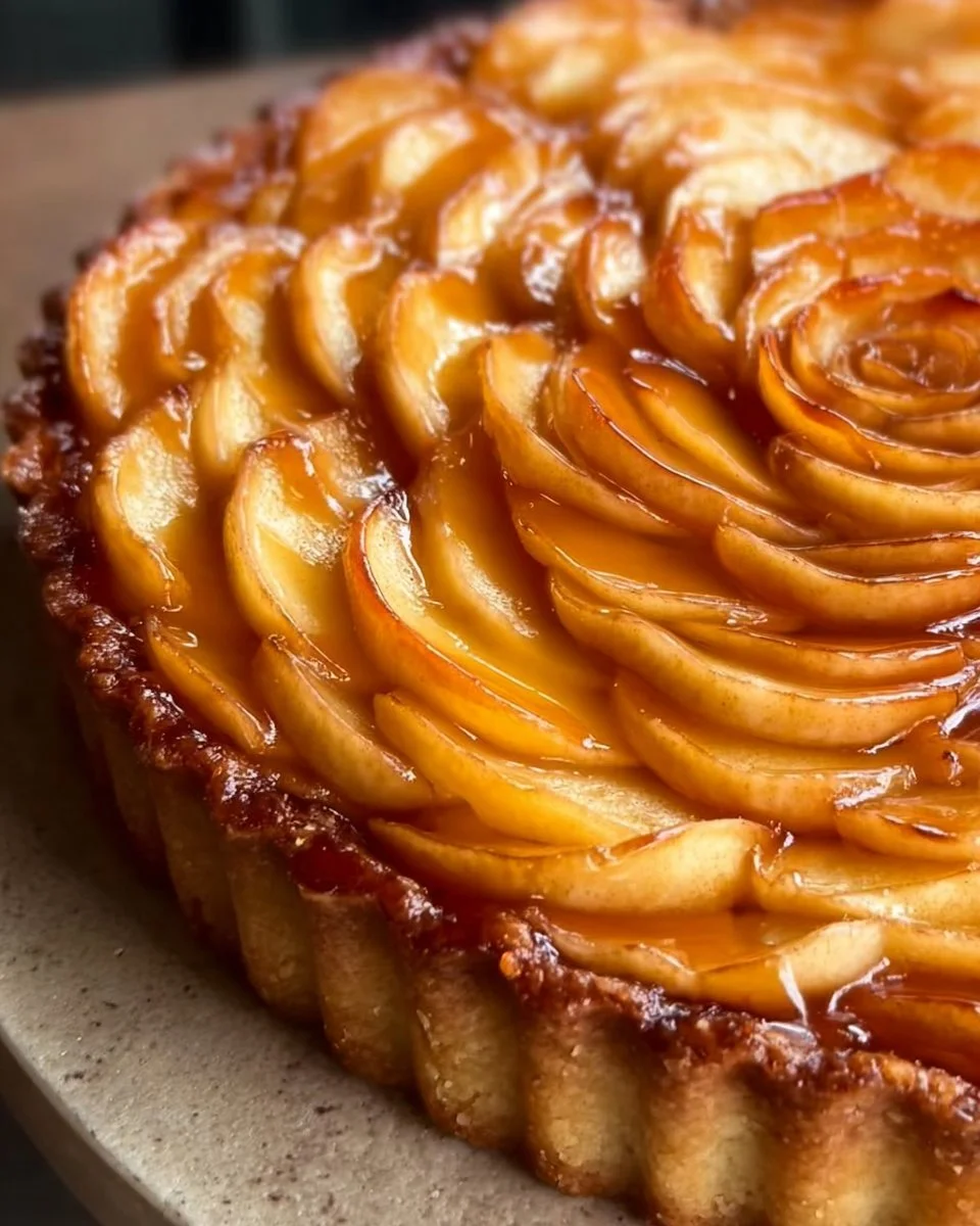 Salted Caramel Apple Rosette Tart